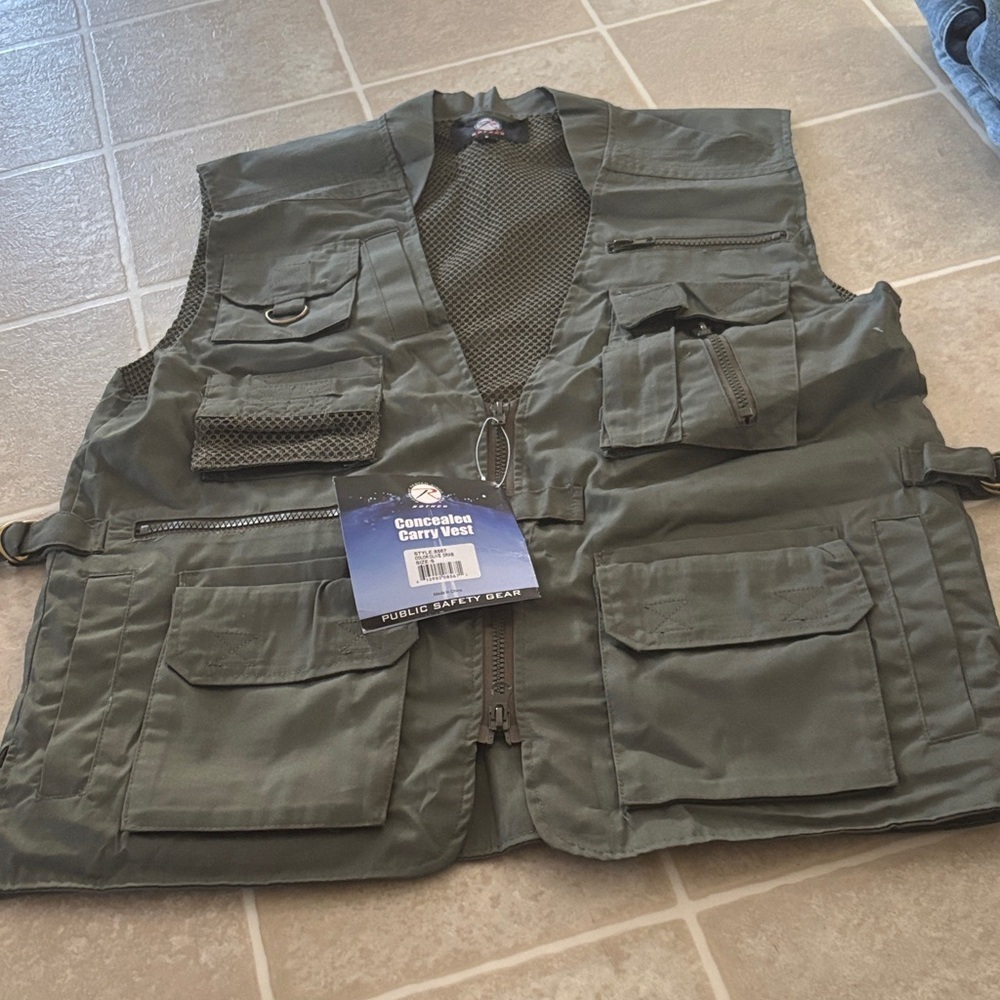 Rothco Plainclothes Concealed Carry Vest Tactical CCW Cargo Olive Drab size S - Picture 4 of 7